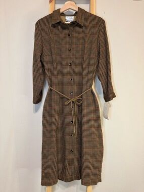 Vintage David Warren New York NWT size 14 Brown Plaid - Old Mony